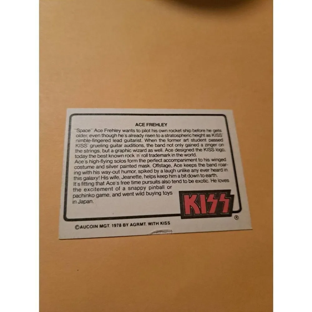Vintage 1978 Aucoin Management AGRMT KISS Trading Card No 64 Collectible Rock